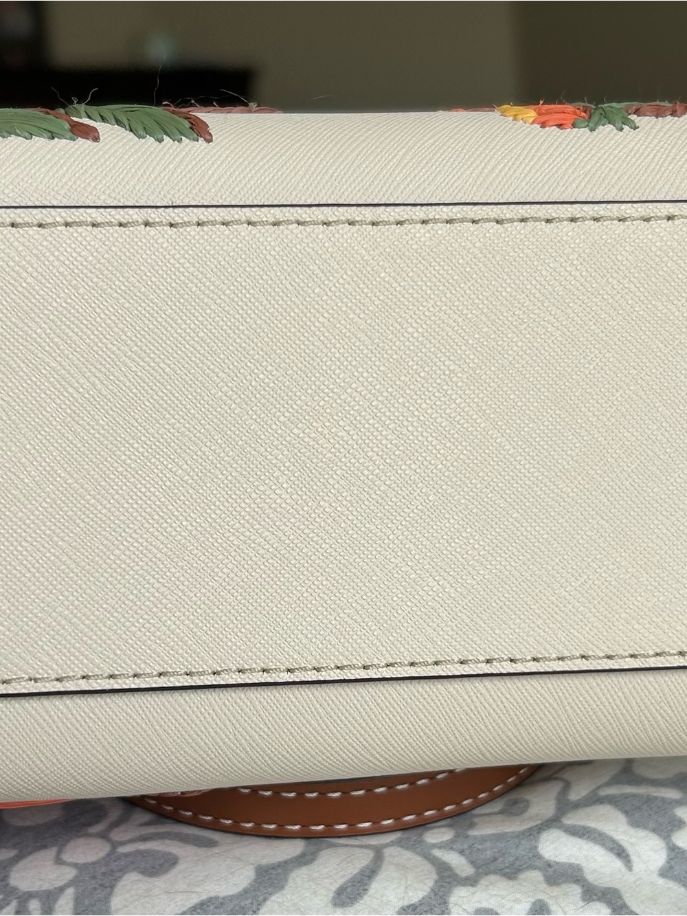 Tory Burch Cream Satchel with Orange, Yellow & Green Floral Embroidery - Picture 10 of 10